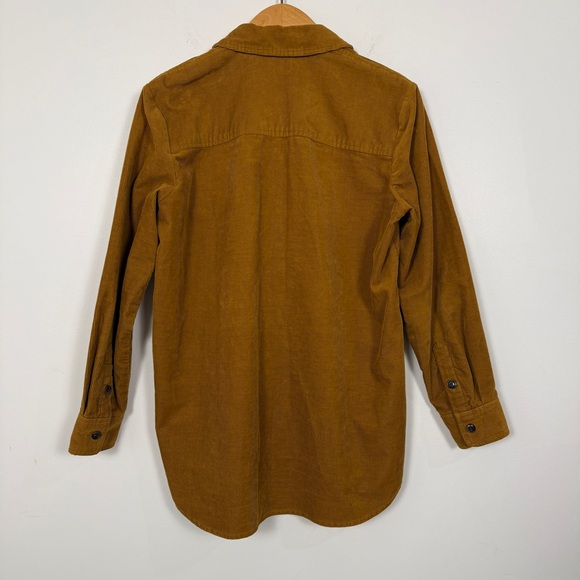 J.Crew Mustard Corduroy Button Front Shirt XS | Fall Cotton Stretch Utility Top - Picture 9 of 9